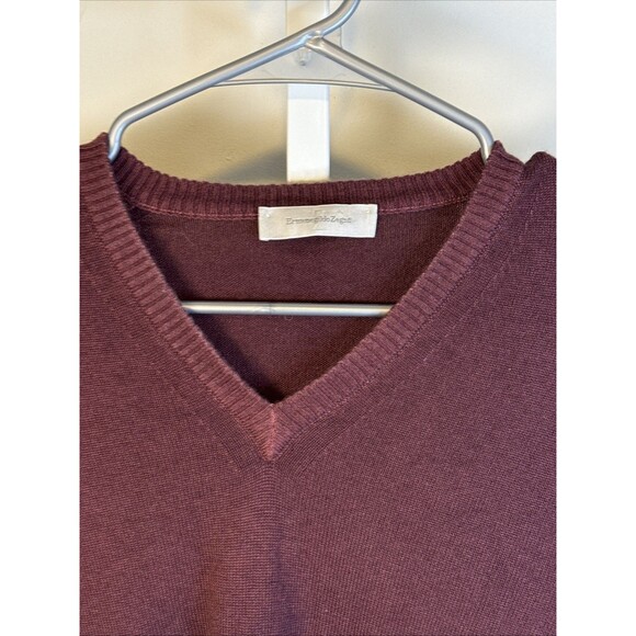 Ermenegildo Zegna Cashmere Silk V-Neck Sweater 52(XL) Italy MSRP $1490 Maroon - Picture 6 of 7